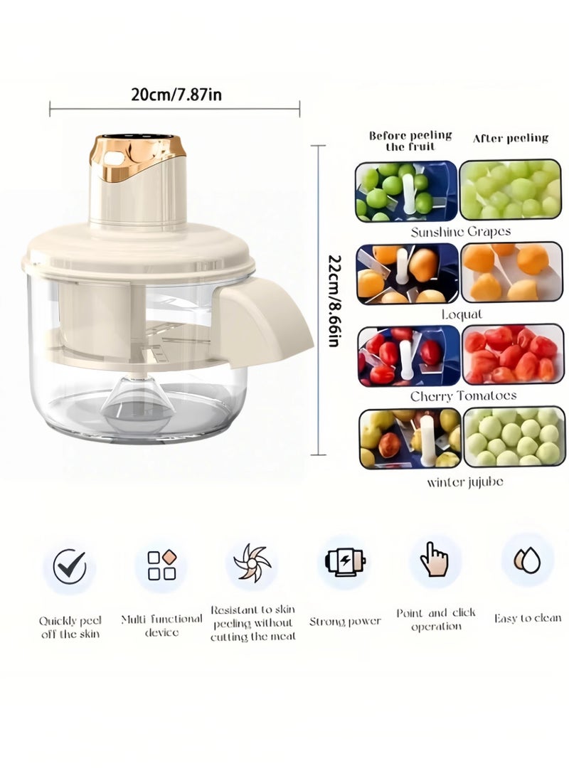 NIBEMINENT نسخة مطورة من آلة تقشير كهربائية، آلة تقشير الثوم الأوتوماتيكية للمطبخ المنزلي، أداة تقشير كهربائية قابلة لإعادة الشحن للفواكه، آلة تقشير متعددة الوظائف للفواكه / الطماطم / العنب، بيضاء - Image 5